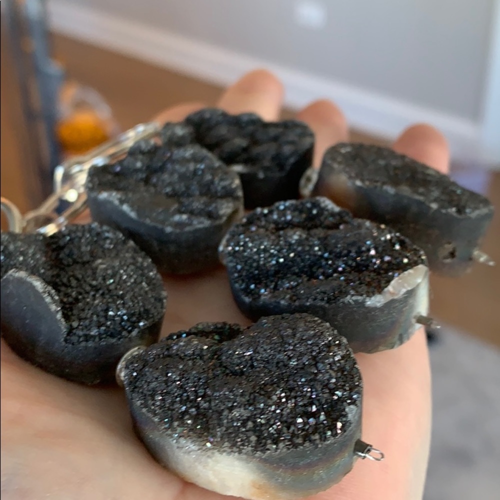 Black druzy keychain - Picture 3 of 6